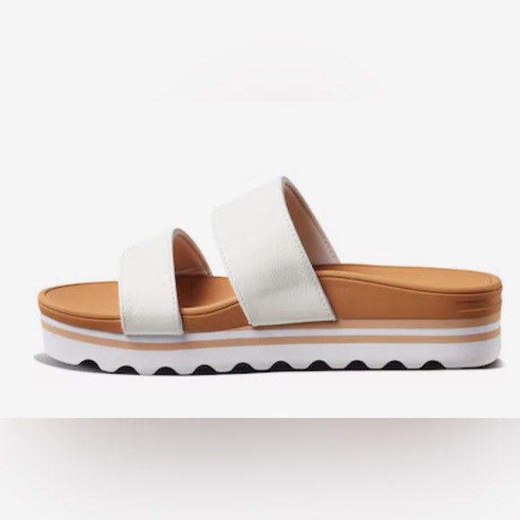 REEF Banded Horizon White Double Strap Platform Sandal Slide 10 - Picture 3 of 9